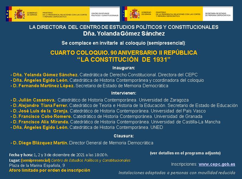 Cuarto Coloquio 90 Aniversario de la II República